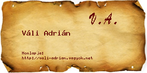 Váli Adrián névjegykártya